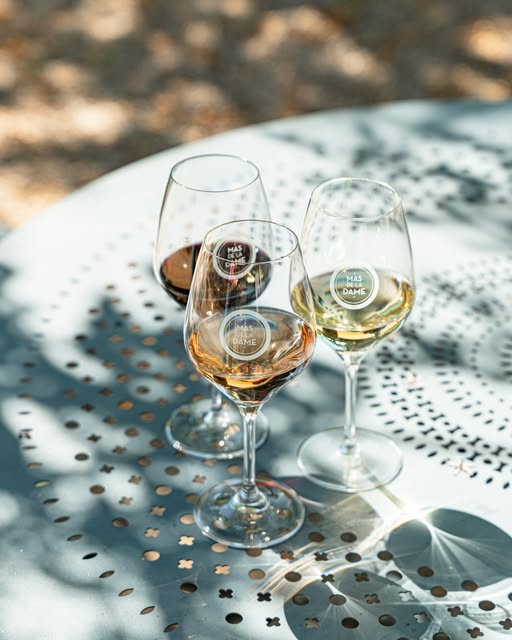 Photo by Mas De La Dame on June 26, 2026. May be an image of champagne, wine glass and text.