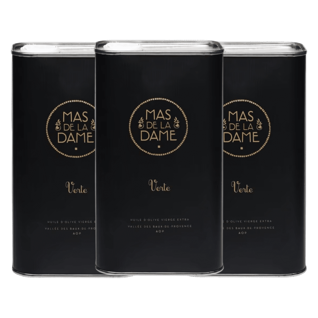 mas de la dame huile olive verte 3x1 litre
